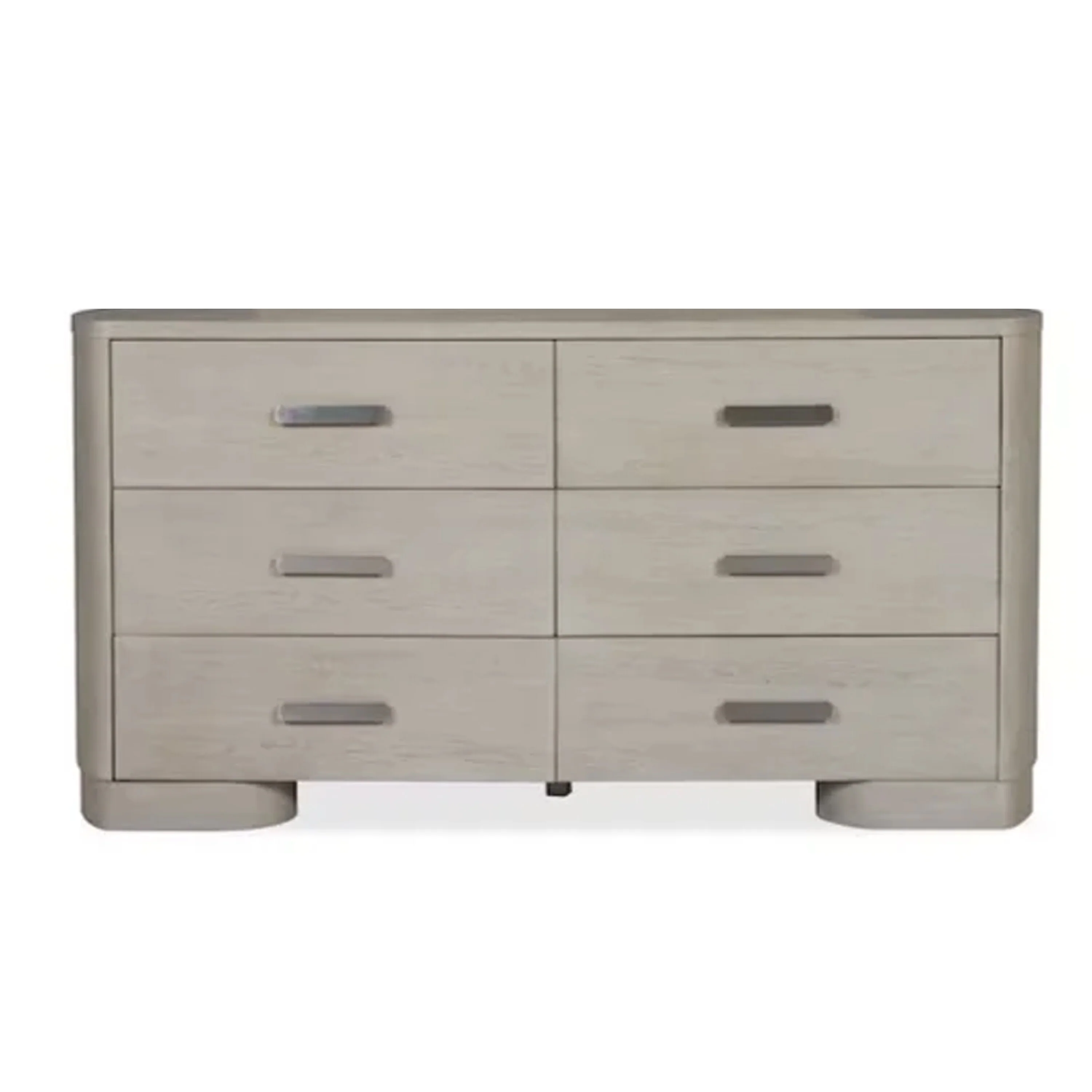 Celly Wide Dresser Chest, 6 Drawers, Round Edges, White Oak Wood