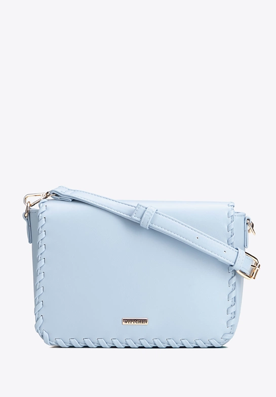 Damska crossbody z obszytą klapą niebieska