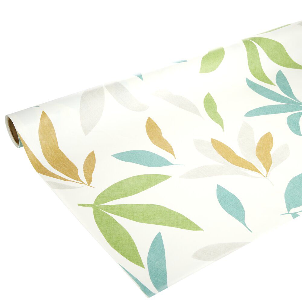 Toile cirée au mètre cristal PVC motif feuillage multicolore L140cm