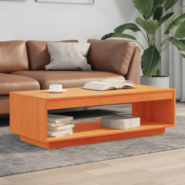 Stolik Kawowy Ława Stół Brązowy Drewniany 110x50x33.5 Półka Do Salonu