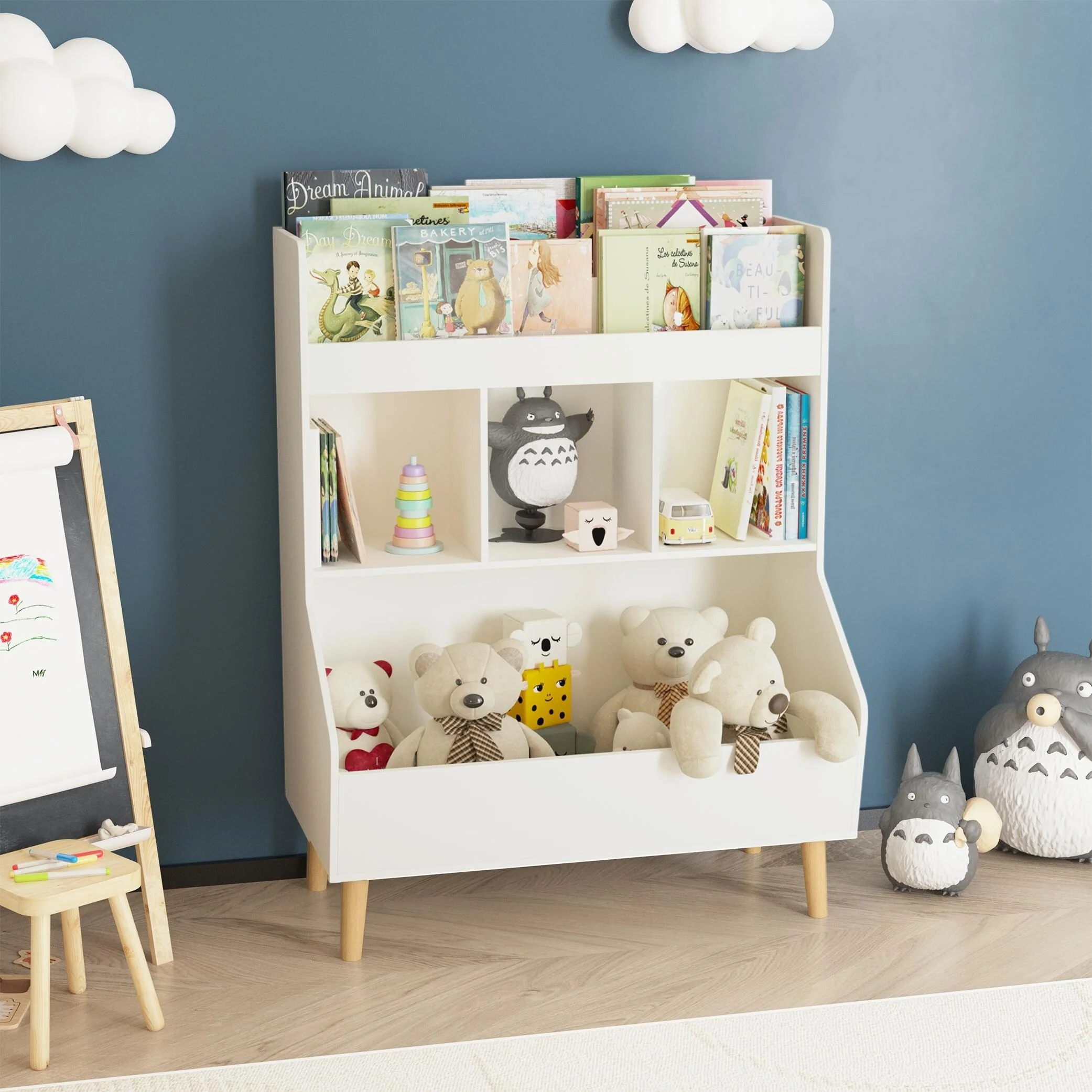 Toy Storage Organizer, Kids Bookshelf and Toy Storage with Legs, Multifunctional Storage Organizer