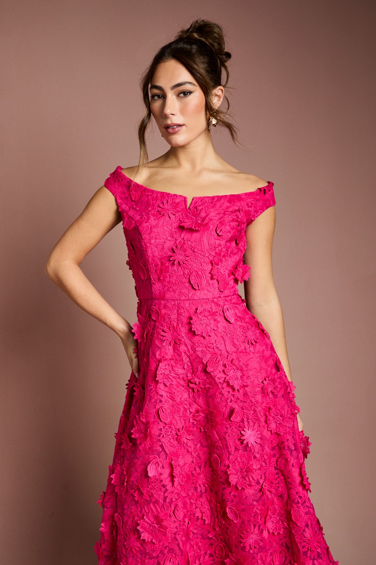 Coast 3d Floral Bardot Midi Dresss