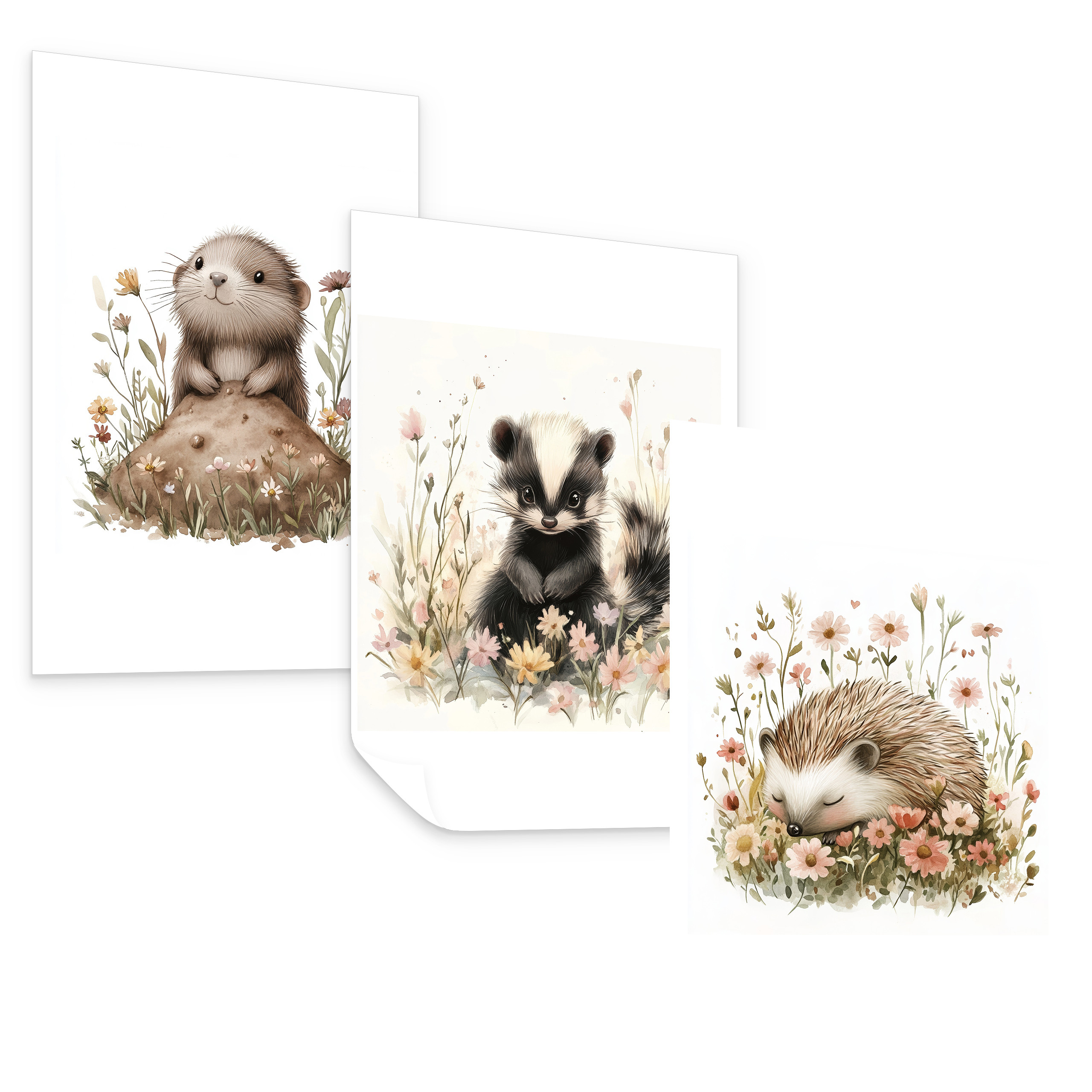 Plakaty Leśne zwierzątka SET 3x A4
