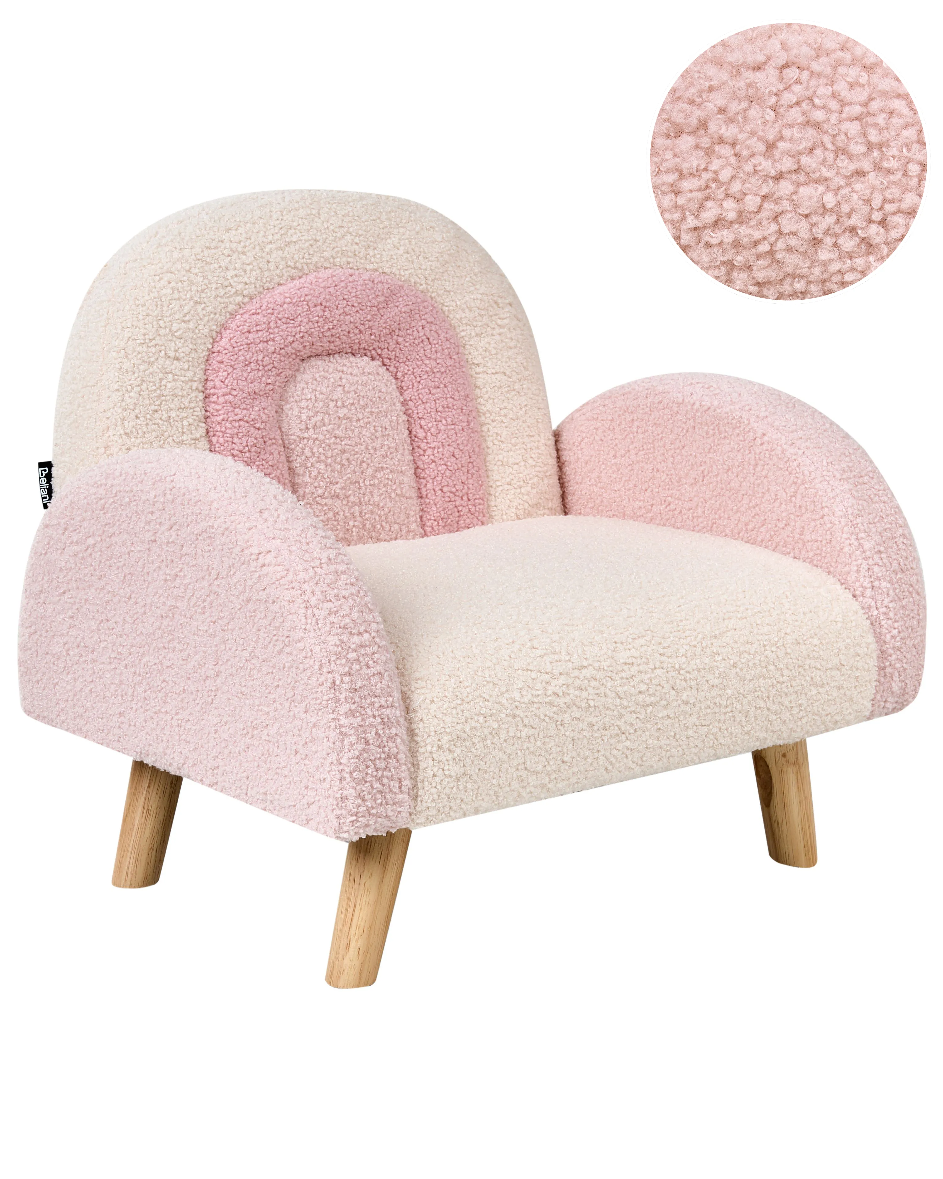 Kids Rocking Chair Rainbow OMBO Boucle Pastel Pink