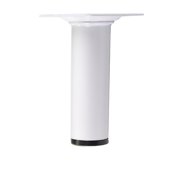 4 un. Pied de table rond en acier, diamètre 30 mm, hauteur 400 mm, peinture blanche avec embout