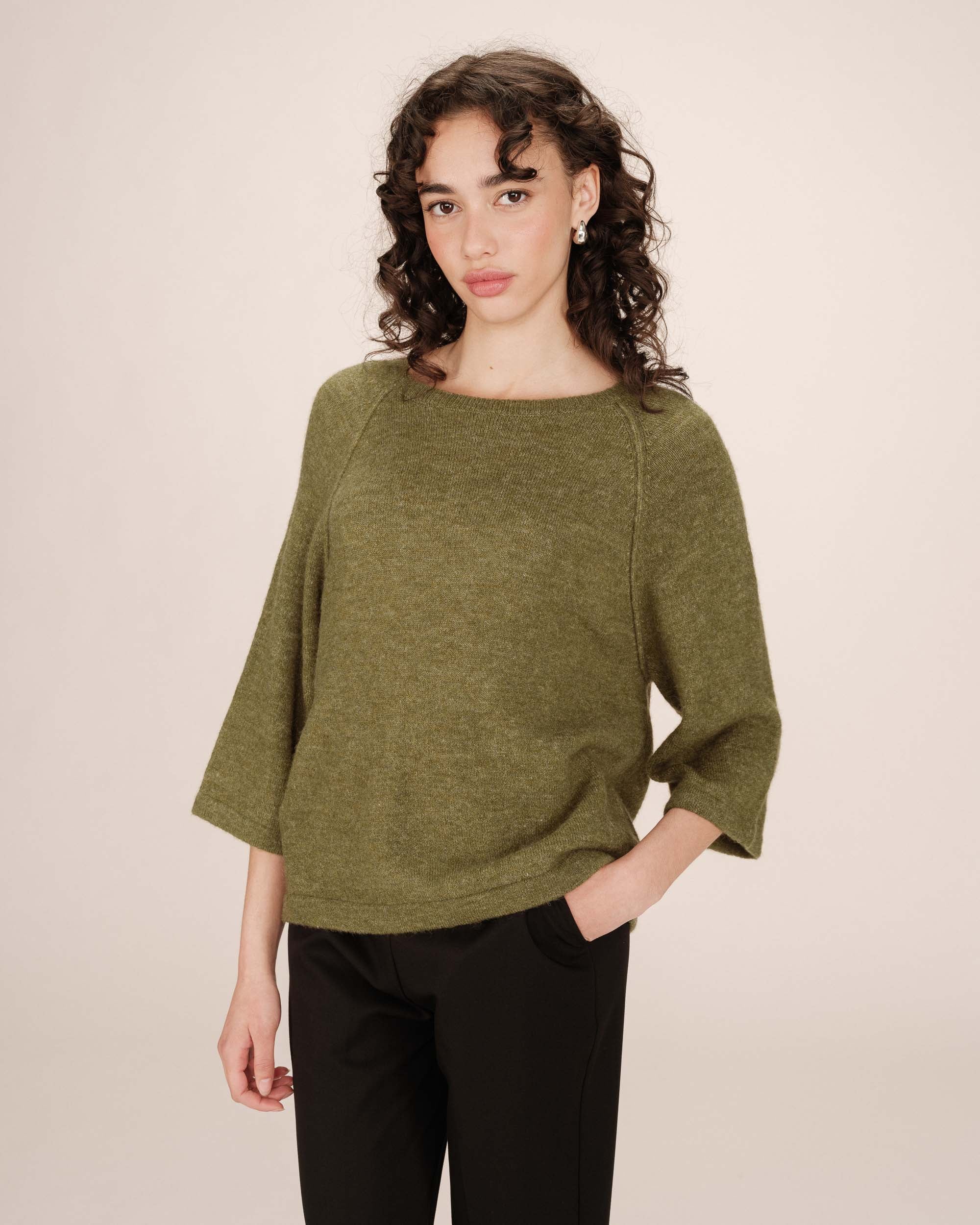 Pull en laine et mohair olive Sam