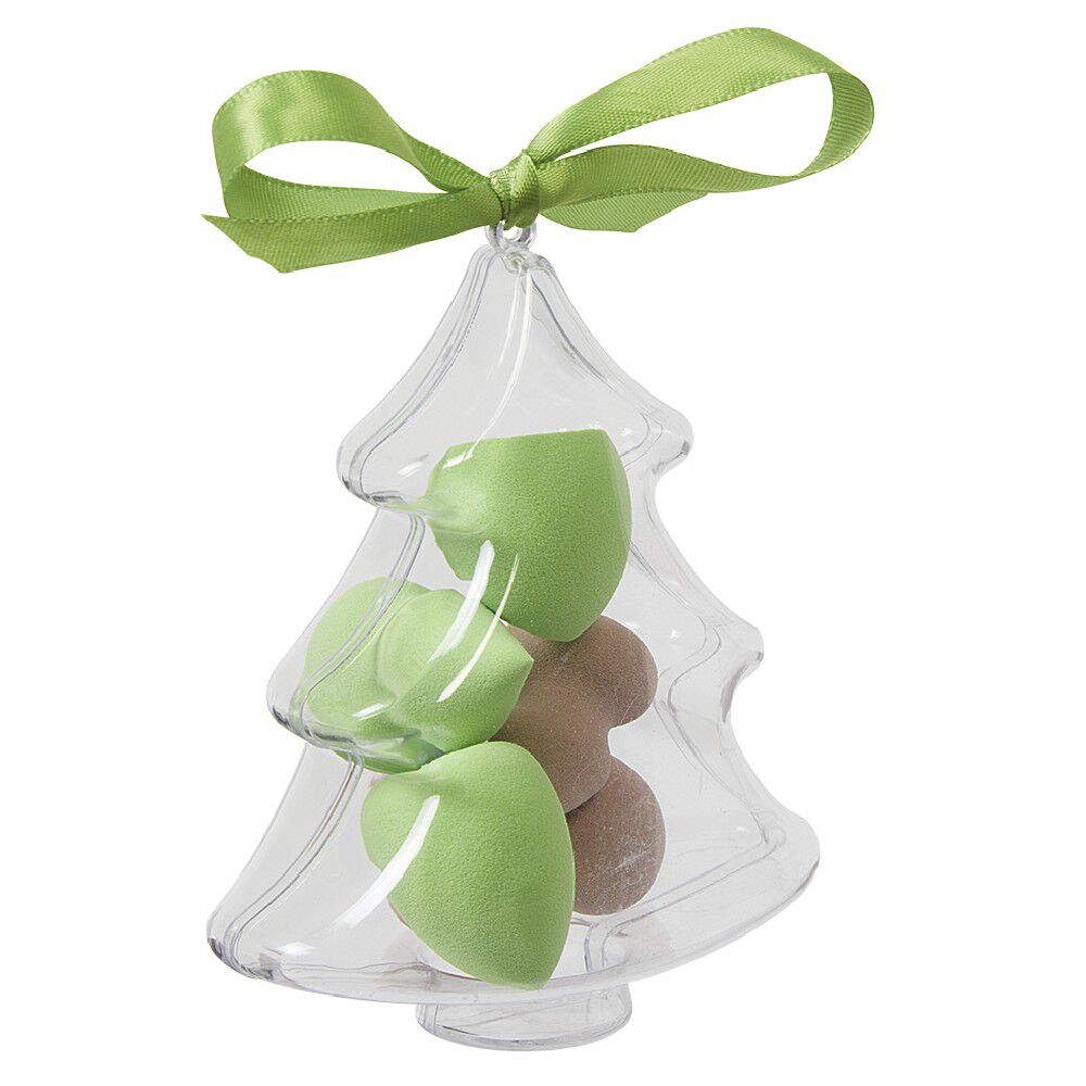 éponge cosmétique x6 dans boÎte No&euml;l plastique transparent (2 modèles)