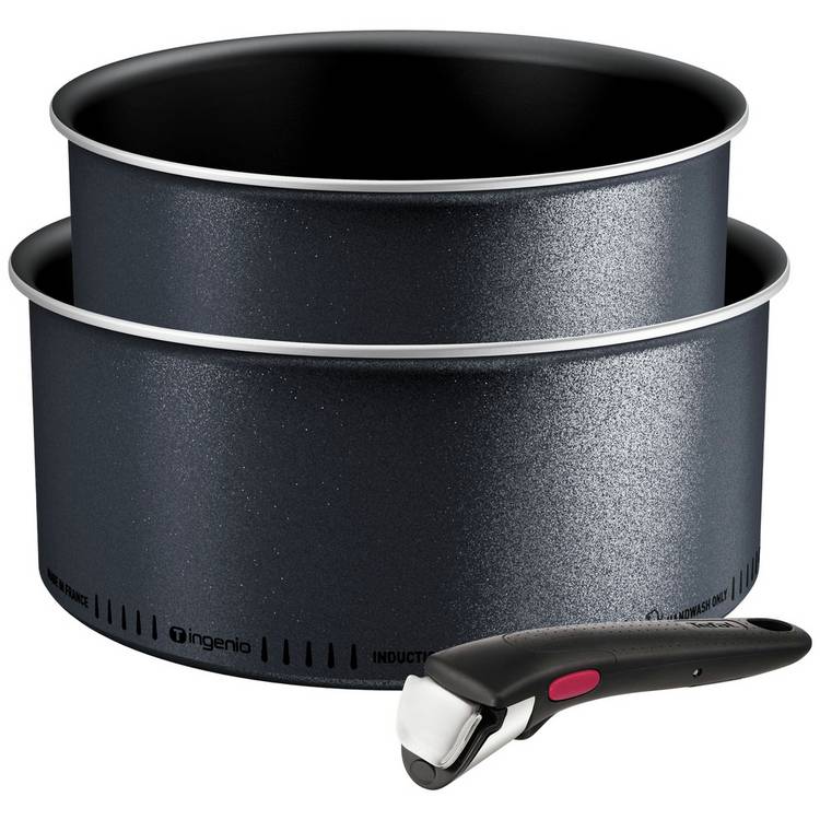 Tefal So Light 3 Piece Aluminium Saucepan Set- Black