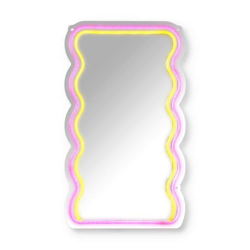 Spiegel met golven LED - geel/roze - 40x23x1.4 cm