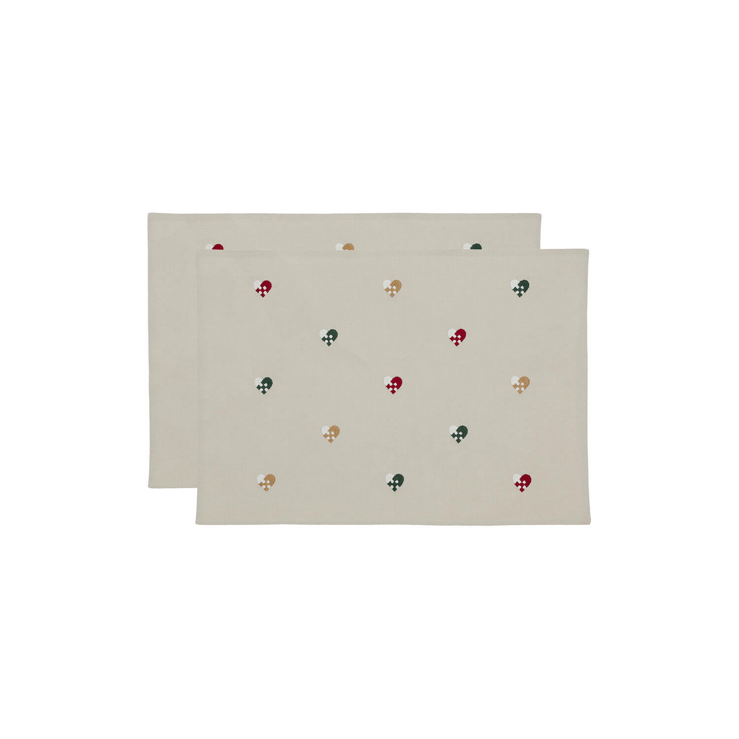 D&aelig;kkeserviet Christmas Hearts Embroidery 2-pk, red