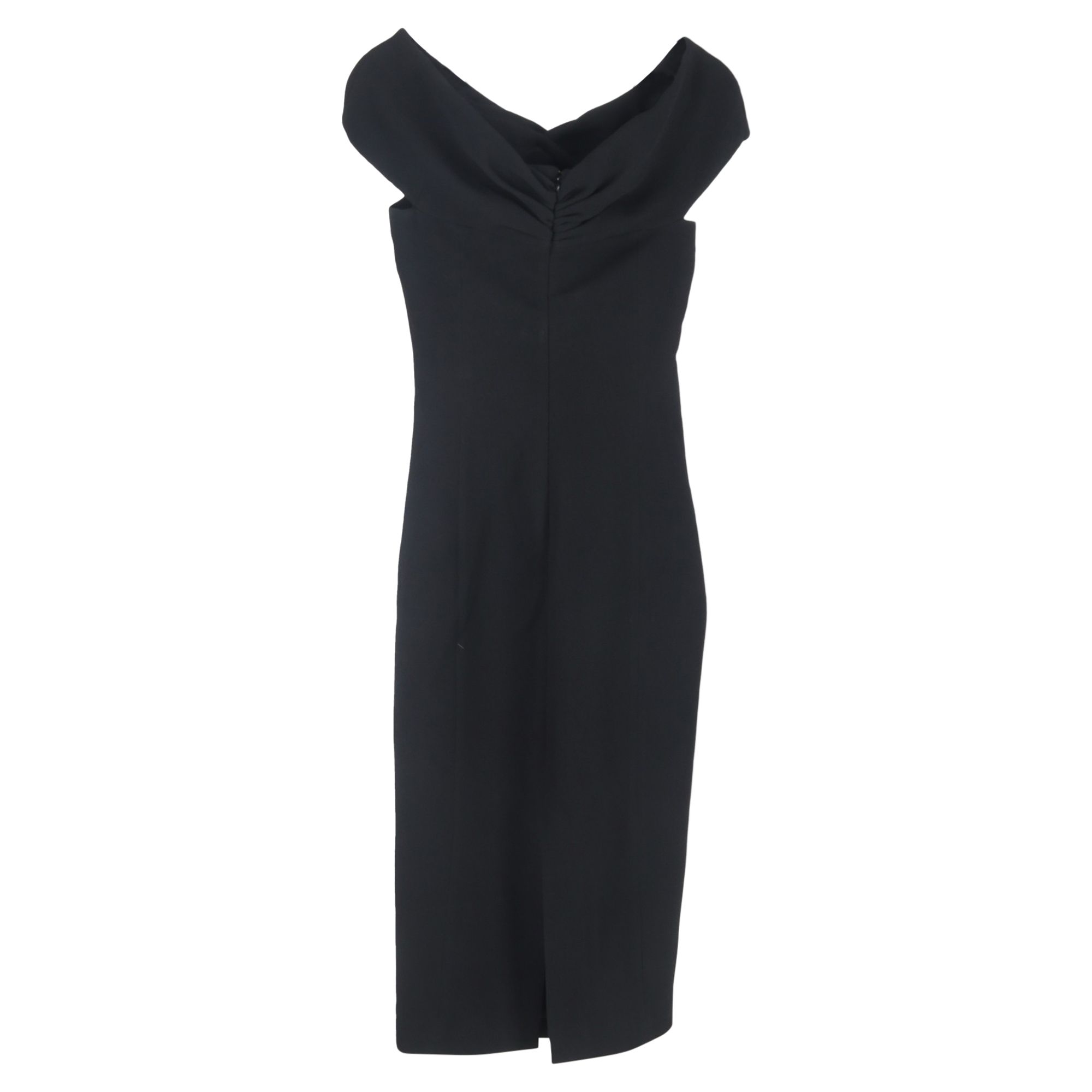 Emilia Wickstead Preloved Padma Off-Shoulder Midi Dress in Black Polyester