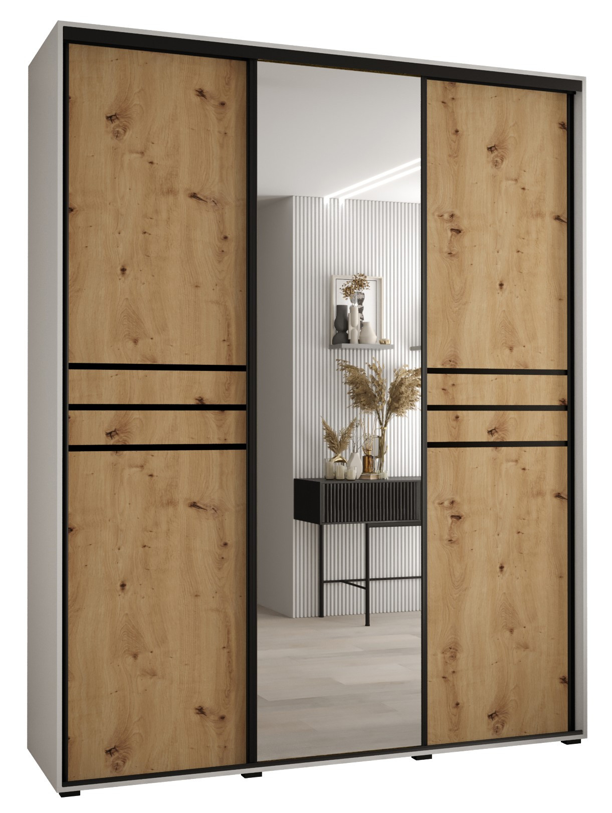 Szafa przesuwna 45 wysoka Davos 11 190 biały artisan czarny