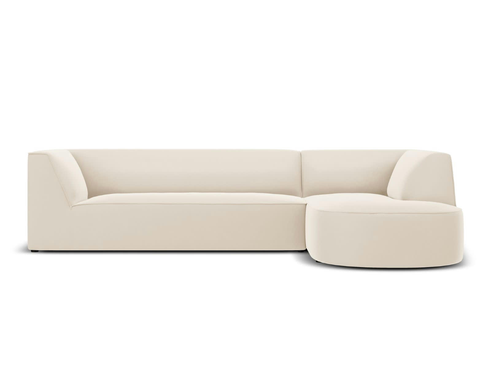 CHARLES - Canapé D'Angle Droit 4 places en Velours Beige