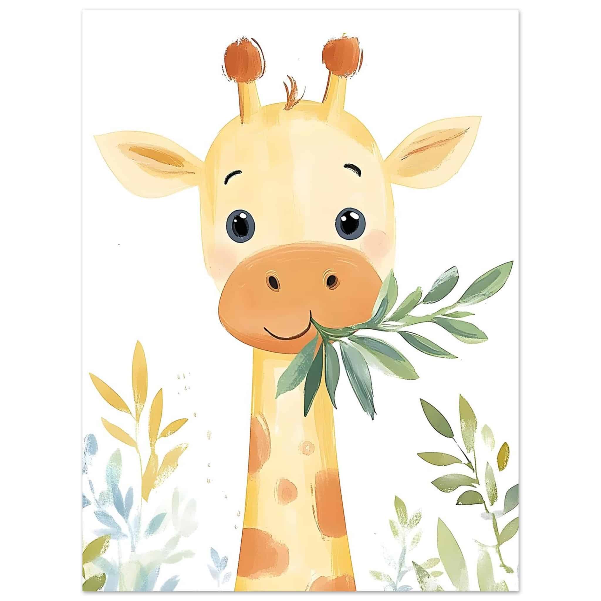 Artfulprints Poster Tropische giraffe  - 30x40 cm - Geel