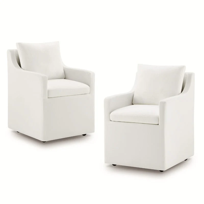 Bentley Modern Mobile Dining Arm Chairs with Casters & Storage