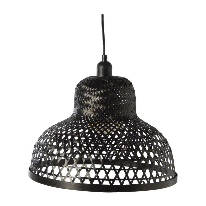 Hanglamp bamboe rond - zwart - &Oslash;35x24 cm