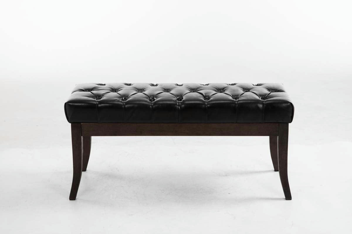 RAMSES - Banquette avec pieds en bois assise en similicuir Noir