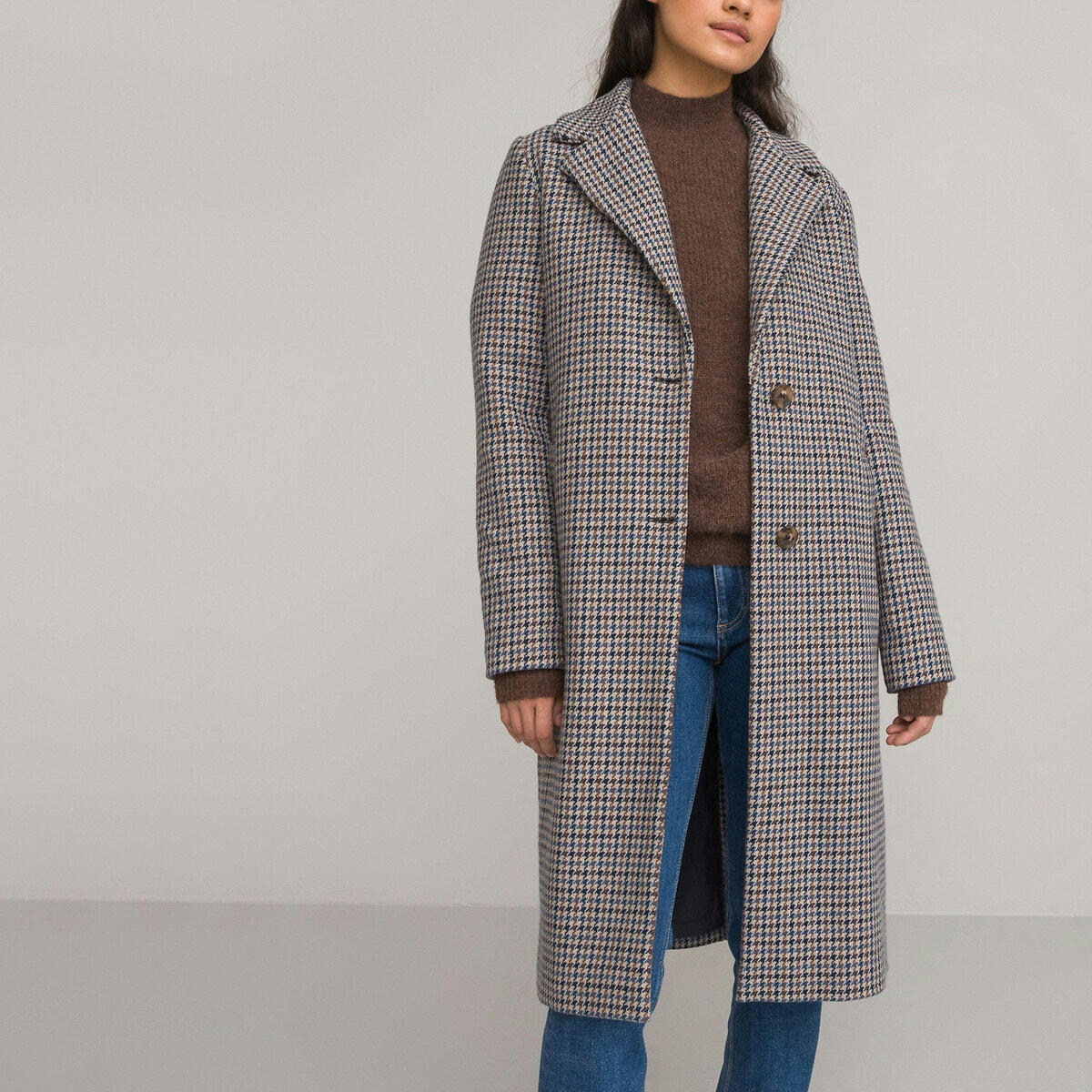 Manteau long à carreaux