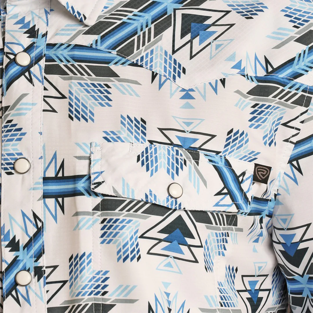 Мужская рубашка в стиле рок-н-ролл с ацтекским принтом, в стиле вестерн, с длинными рукавами и застежкой на кнопках.