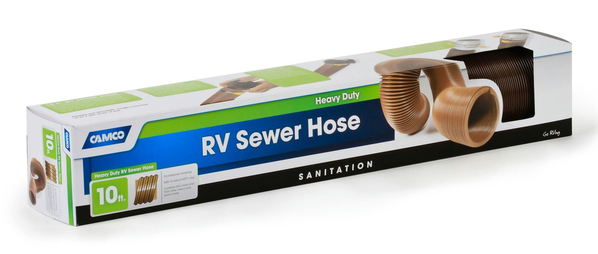 CAMCO 39619 10-ft Heavy-Duty RV Sewer Hose, Brown