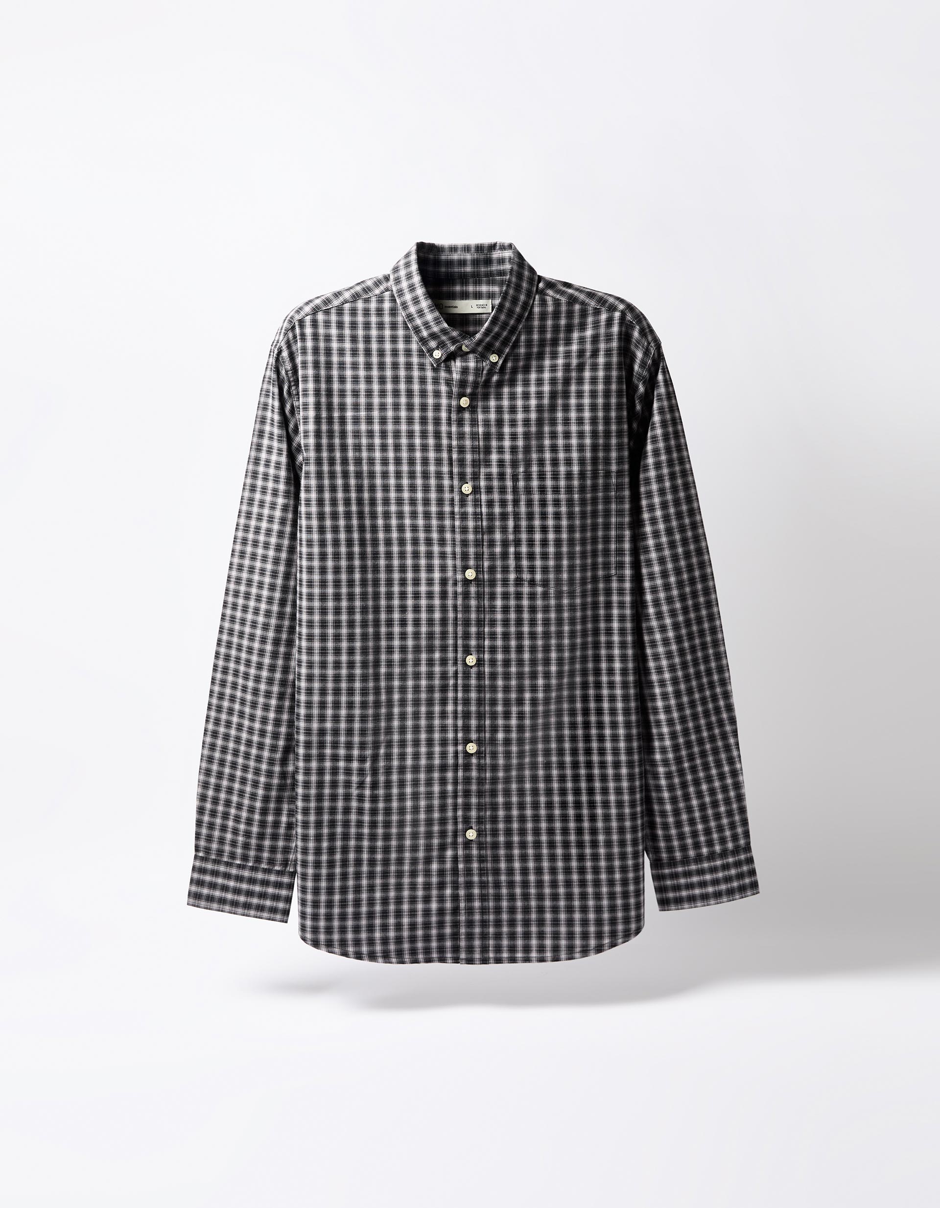 Camisa de Xadrez, Homem, Cinzento Escuro