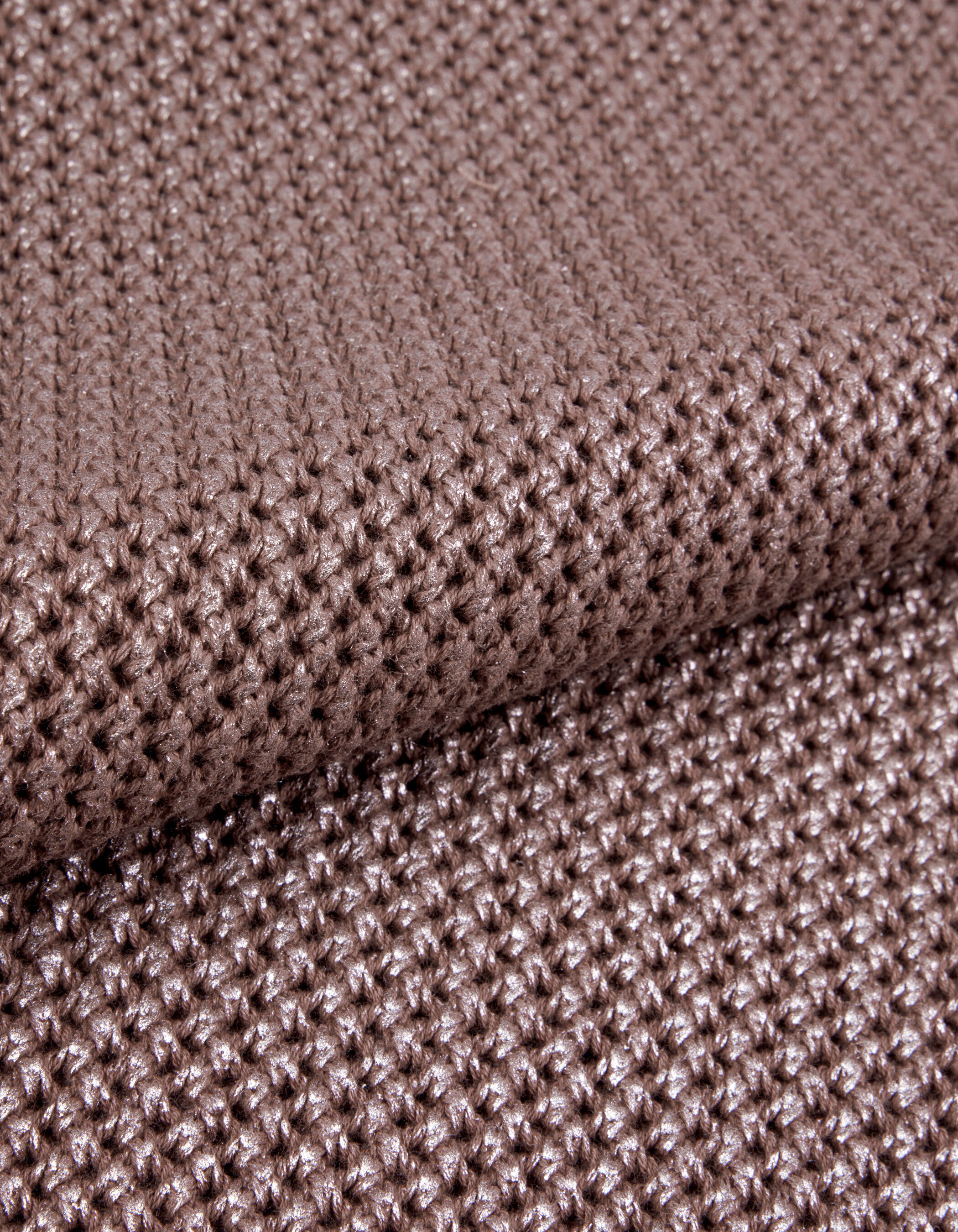 Pull sans manches marron tricot enduit ajouré Femme