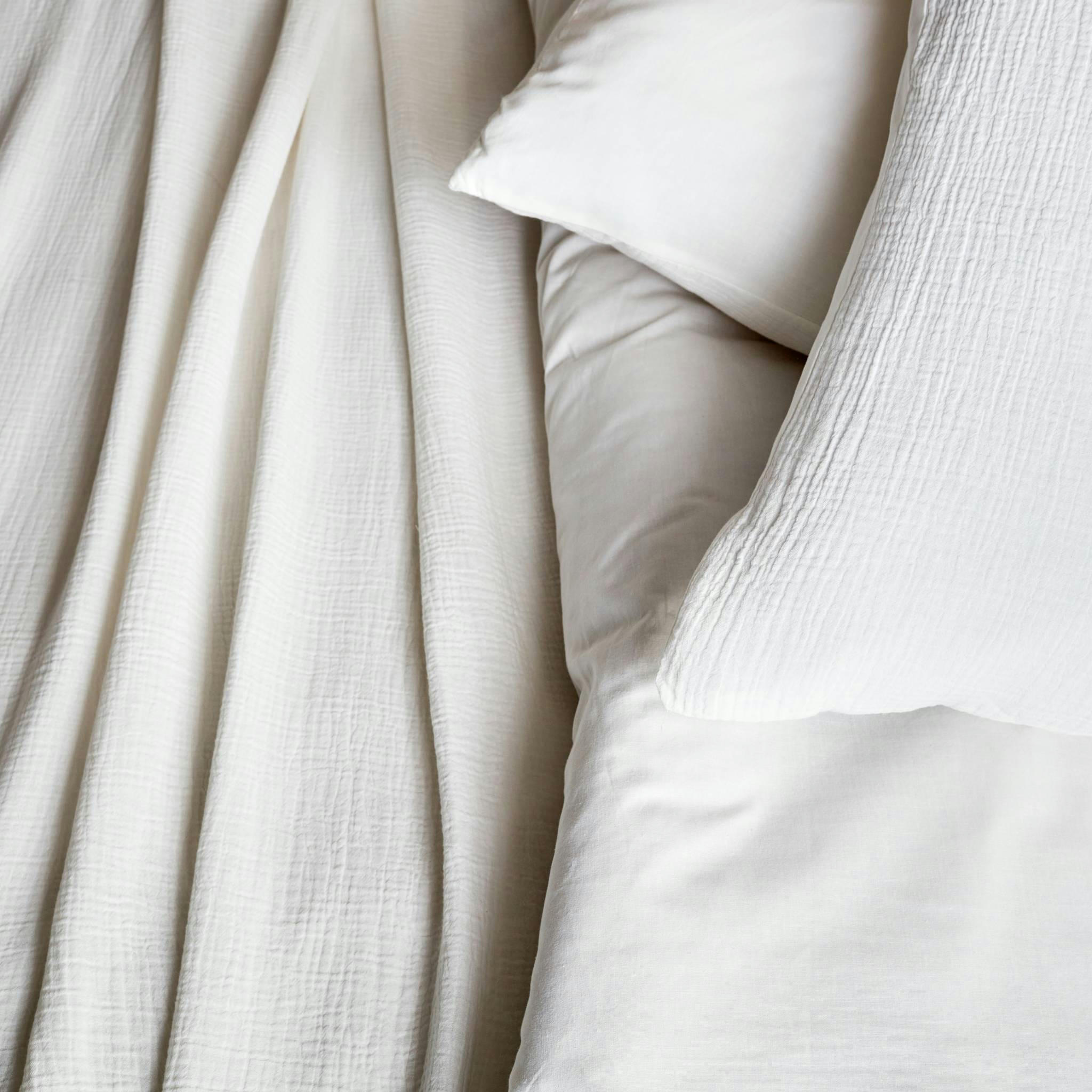 ALIX - Parure de lit gaze de coton blanc 260x240cm