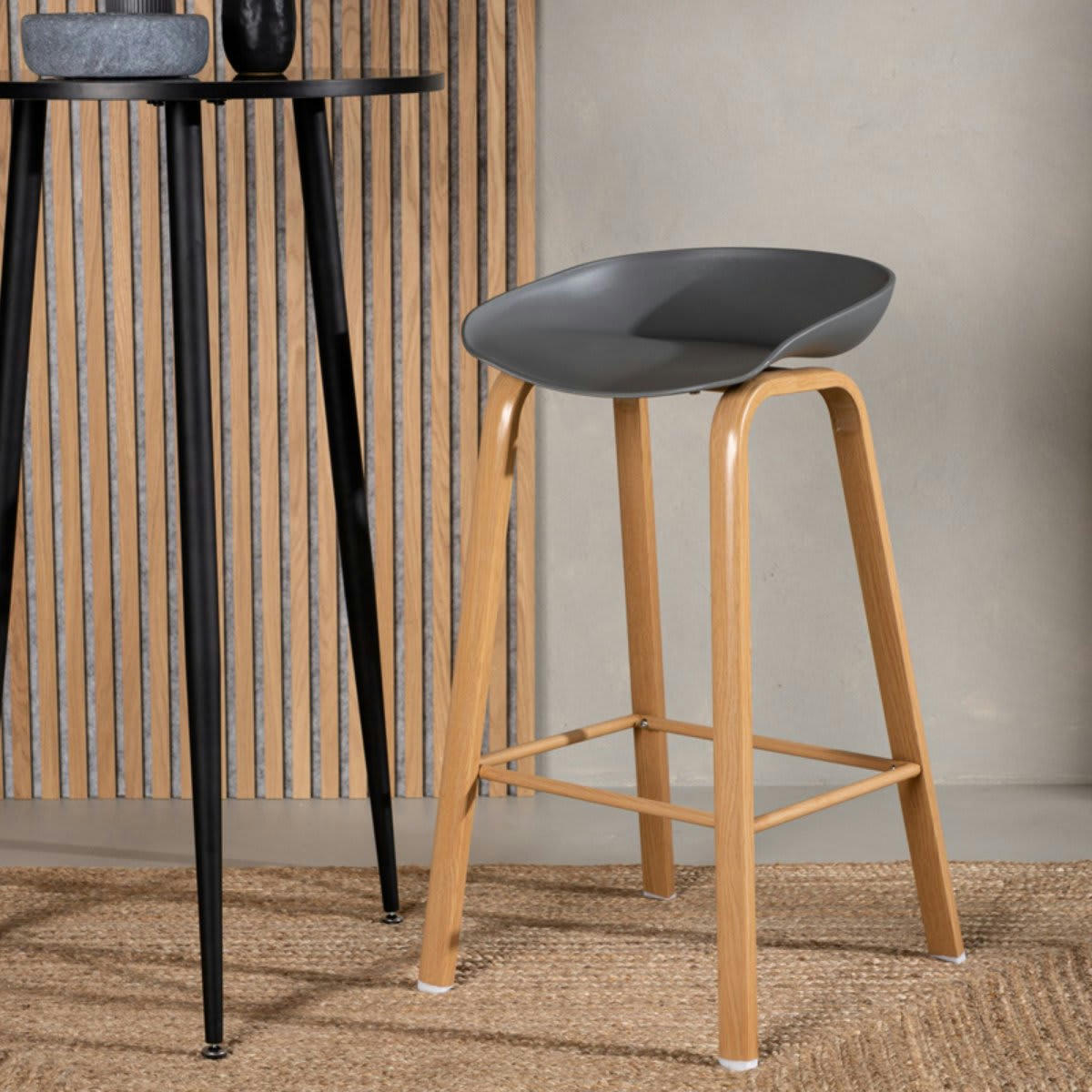 DORIANA - Lot de 2 tabourets de bar en métal gris