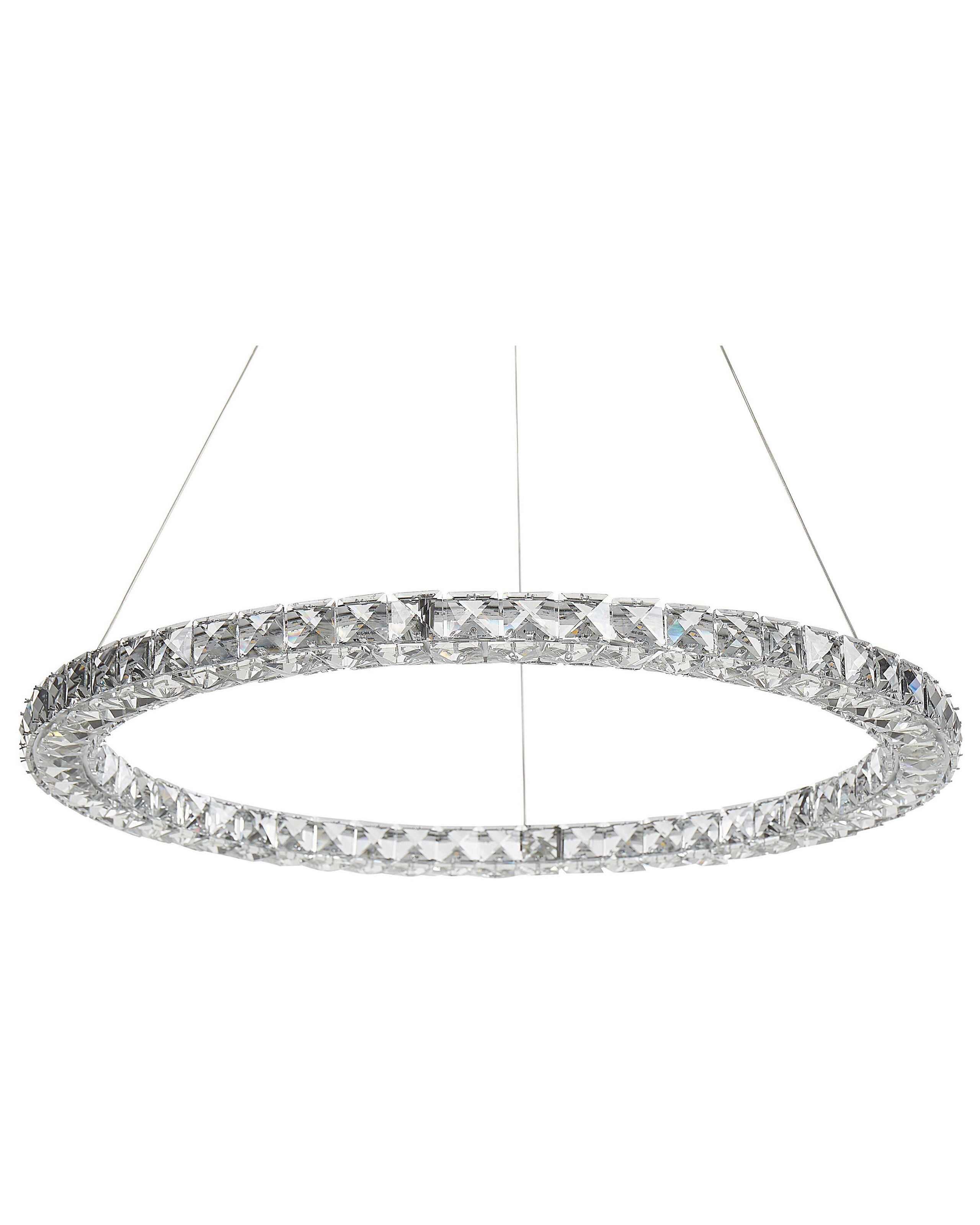 Lampa wisząca LED ring okrągła kryształowa srebrna