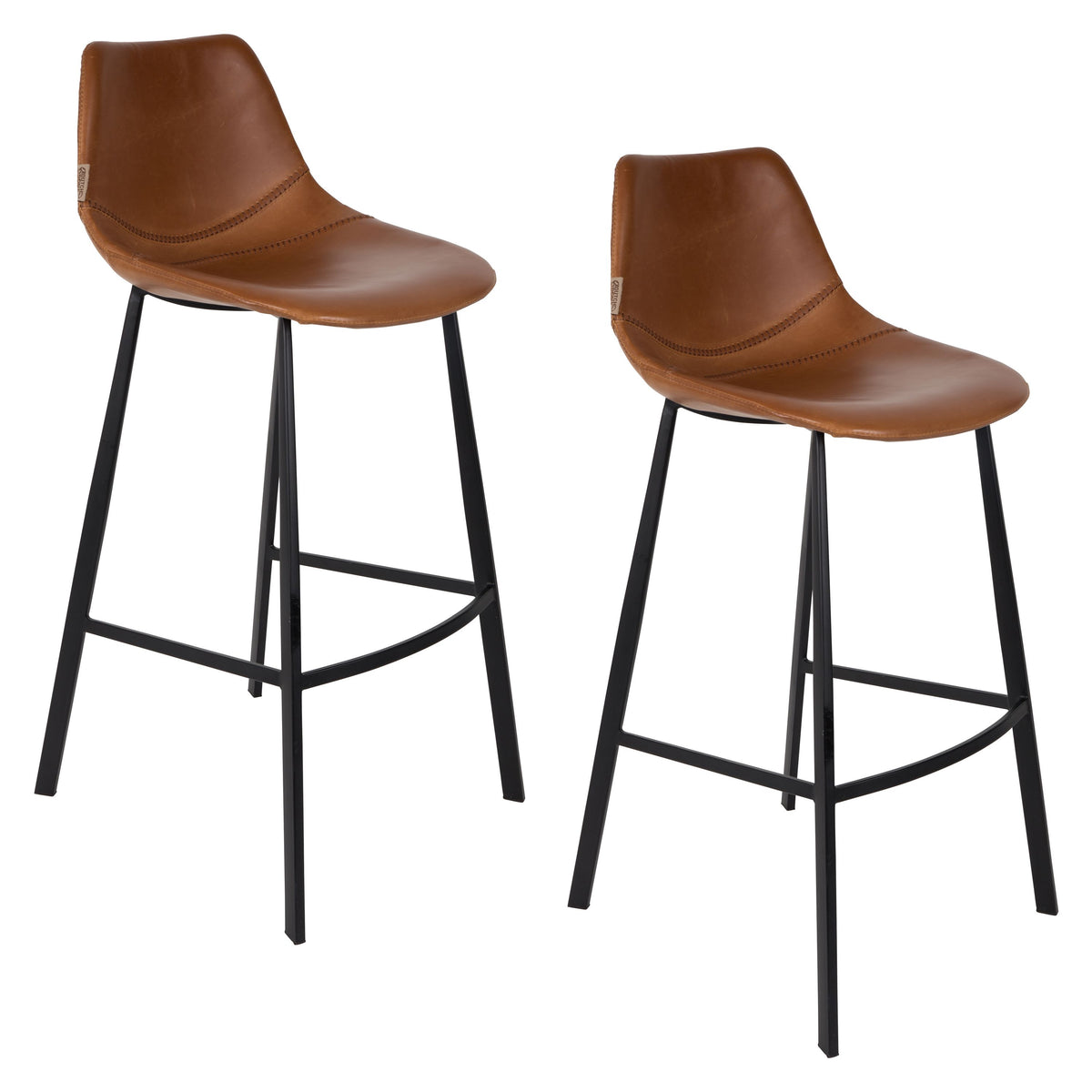 Dutchbone Franky Barkrukken rugleuning 80 cm Bruin - Set van 2