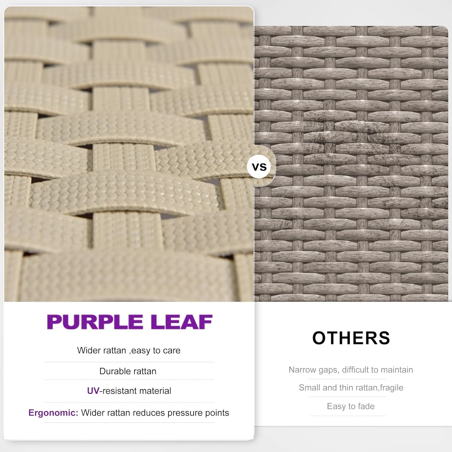 PURPLE LEAF Patio Wicker Chaise Lounge , Aluminum Outdoor Pool Lounge Chair with Adjustment Backrest