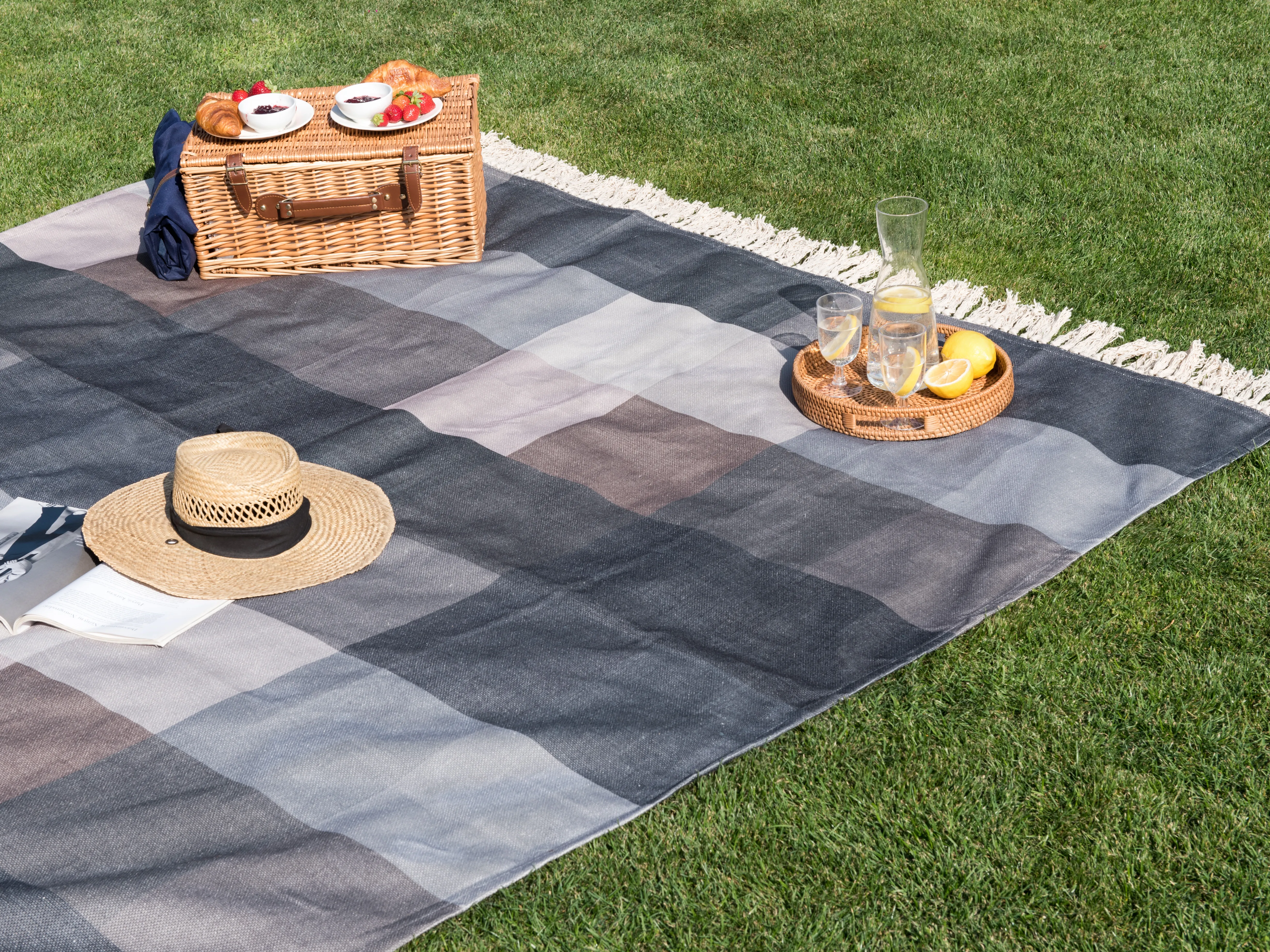 Picnic Blanket LUNDA 200 x 200 cm Grey