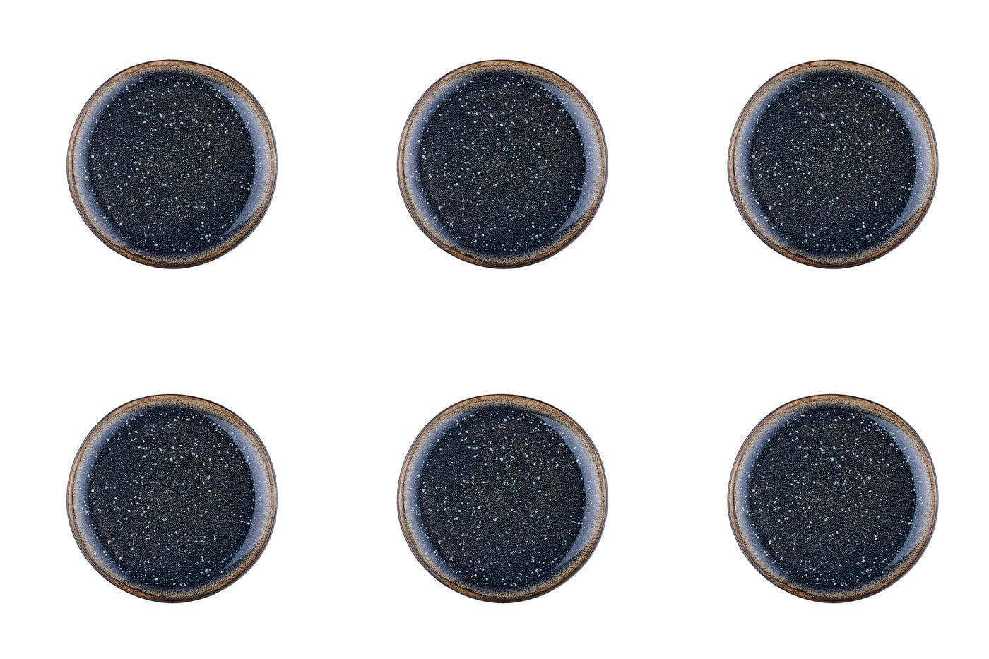 REACTIV - Lot de 6 petites assiettes en grès bleu D16