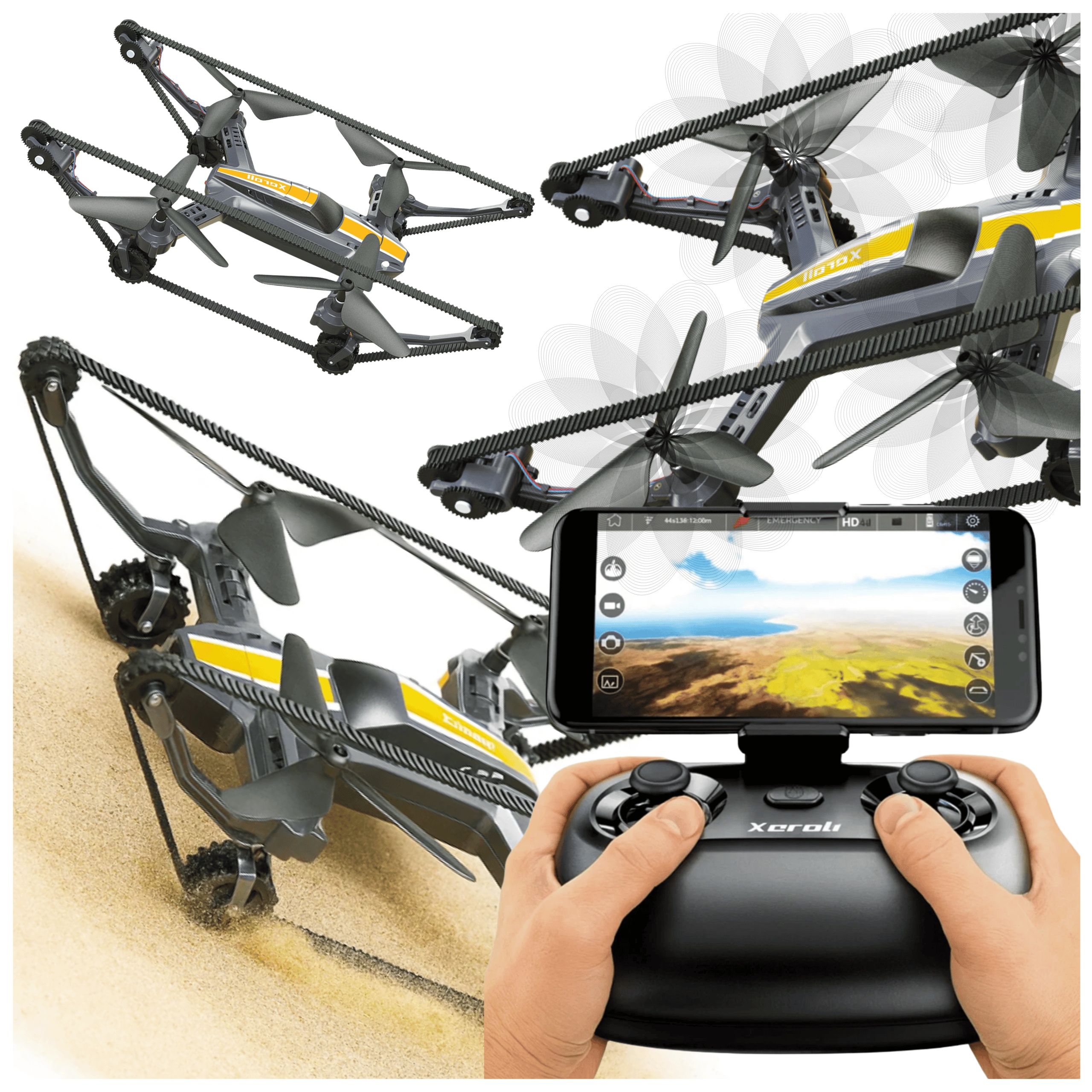 DRON CZOŁG 2w1 X-TANKCOPTER XERALL LATA JEŹDZI KAMERA FPV WiFi 720p HD RTF