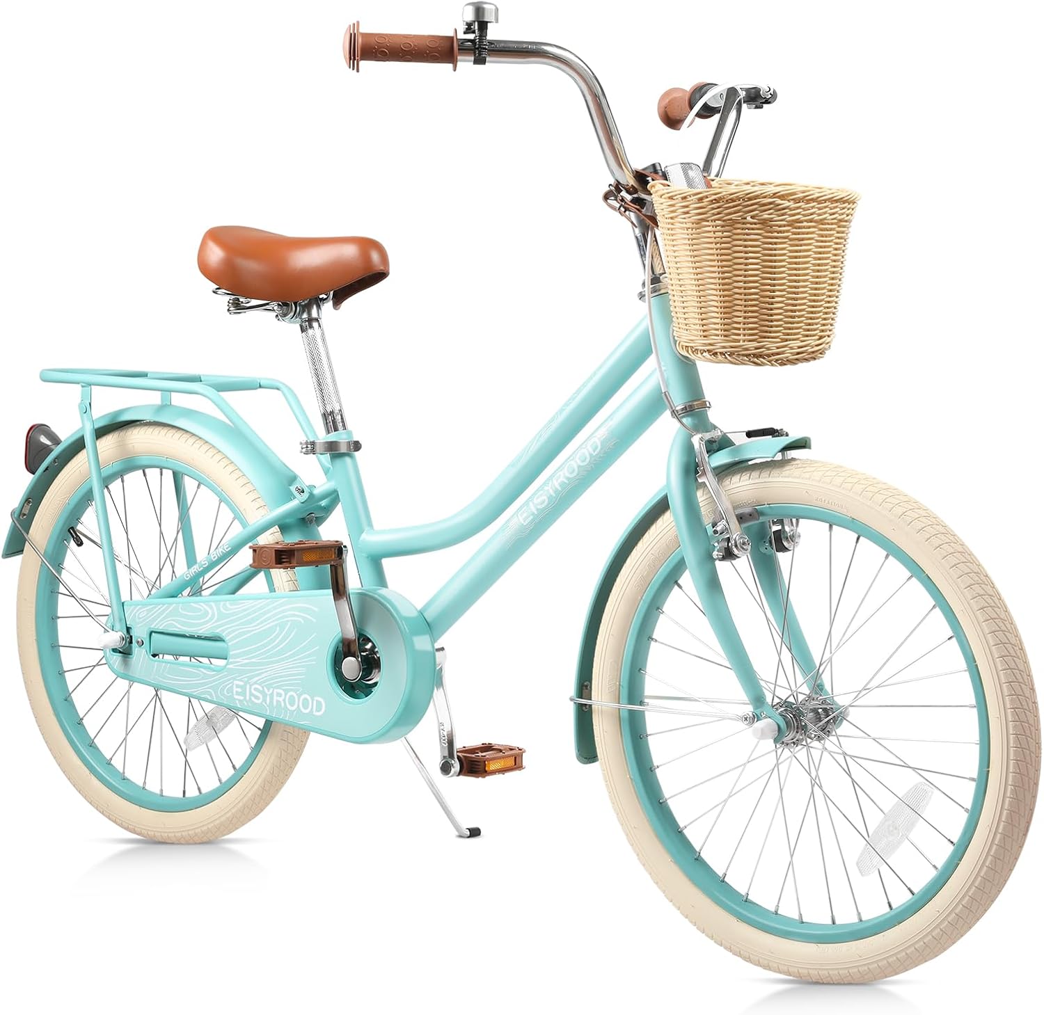 20 Inch Girls Bike, Single Speed Kids' Bicycles with Basket and Kickstand, Kids Beach Cruiser Bike for Girls, Adjustable Seat, Multiple Colors