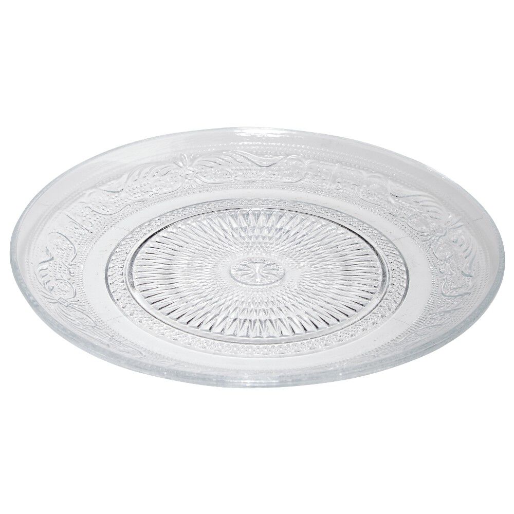 Assiette à dessert ronde verre transparente ciselée Ø19.5cm