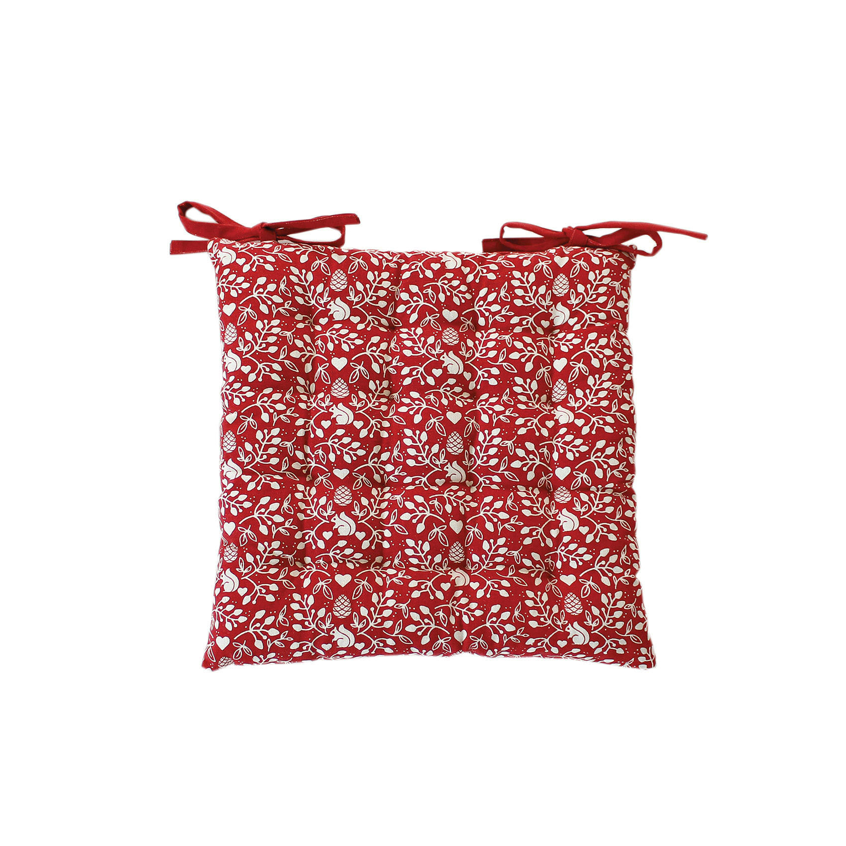 - Galette de chaise piquée aux impressions nature rouge