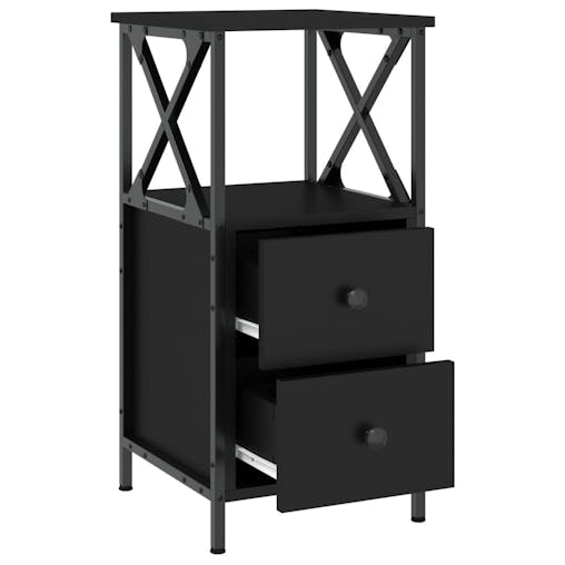 NNEVL Bedside Cabinets 2 pcs Black 34x35.5x70 cm Engineered Wood