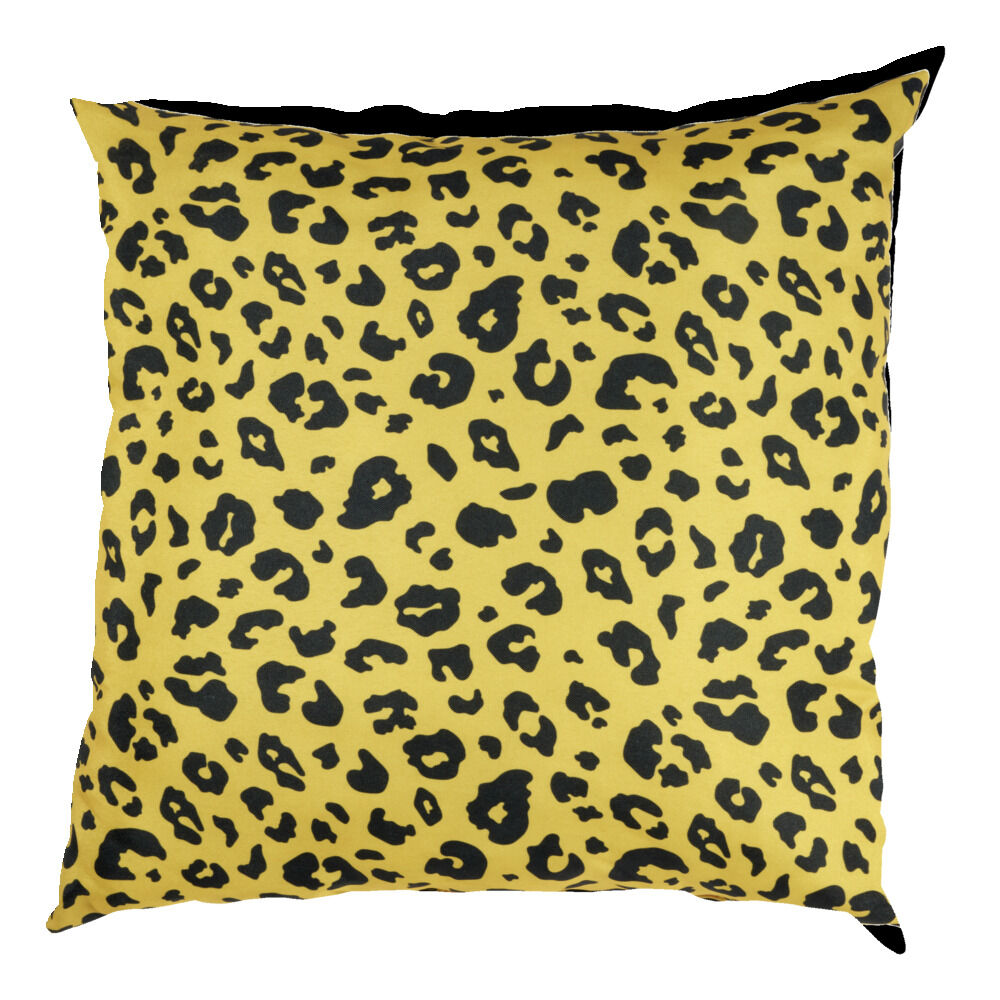 Coussin d'extérieur déperlant motif léopard jaune et noir 40x40cm