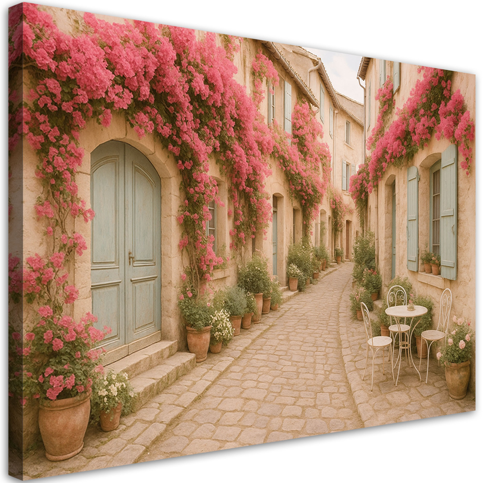 Obraz do salonu sypialni, Włoska uliczka z kwiatami Shabby Chic 30x20