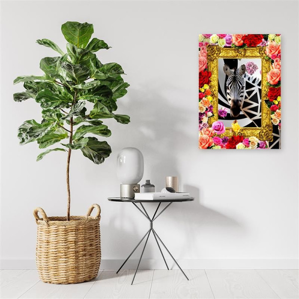 Feeby Obraz na płótnie Zebra i kolorowe róże 40x60