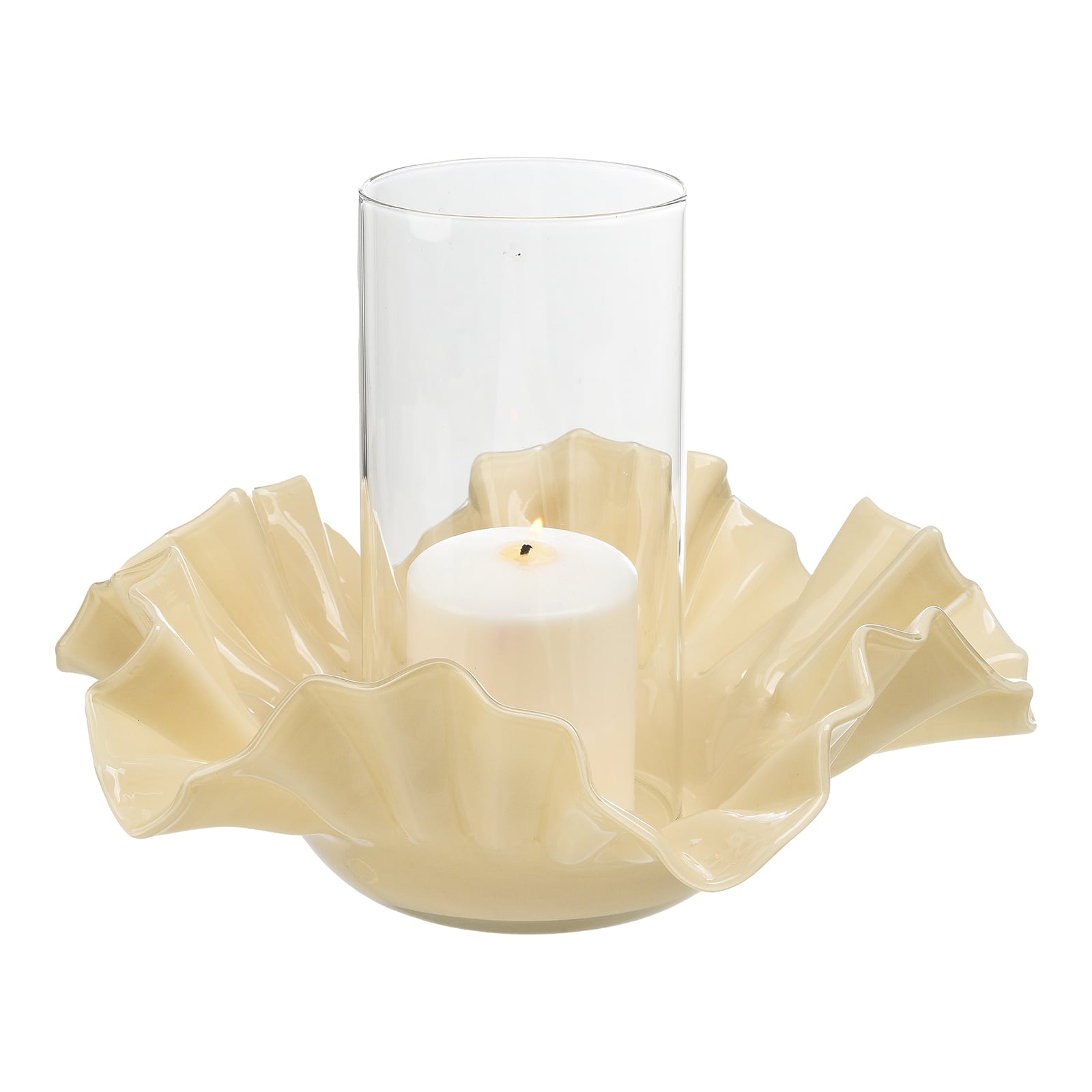 Windlicht Creme, ⌀ 30 cm, H 125 mm