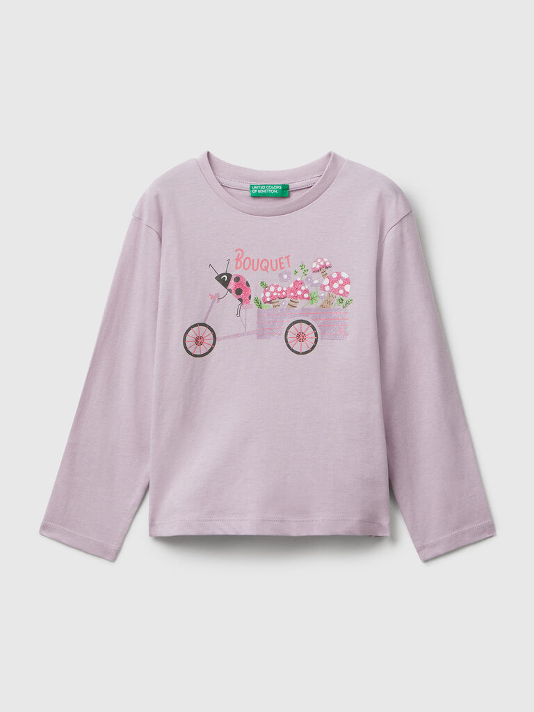 Cotton t-shirt with glittery print