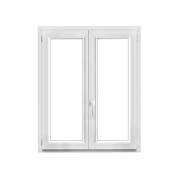 Fenêtre 2 vantaux oscillo-battante, tirant droit double vitrage GoodHome en PVC blanc l.105 x H.128 cm