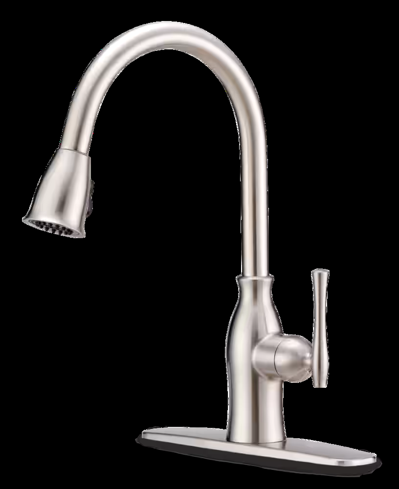 Danze Lisa Single Handle High Arc Pull Down Kitchen Faucet, Brushed Nickel