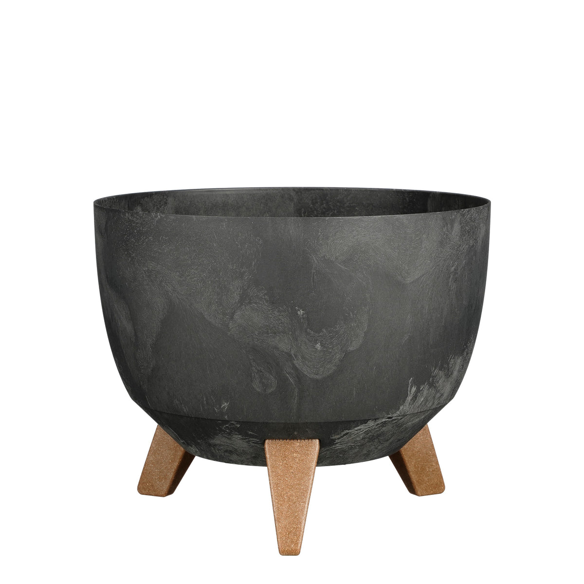 Mica Decorations Doppio Plantenbak op Poten - 18,5 x Ø29 cm - Plantenbakken voor Buiten - Bloembakken voor Balkon - Gerecycled Plastic - Zwart