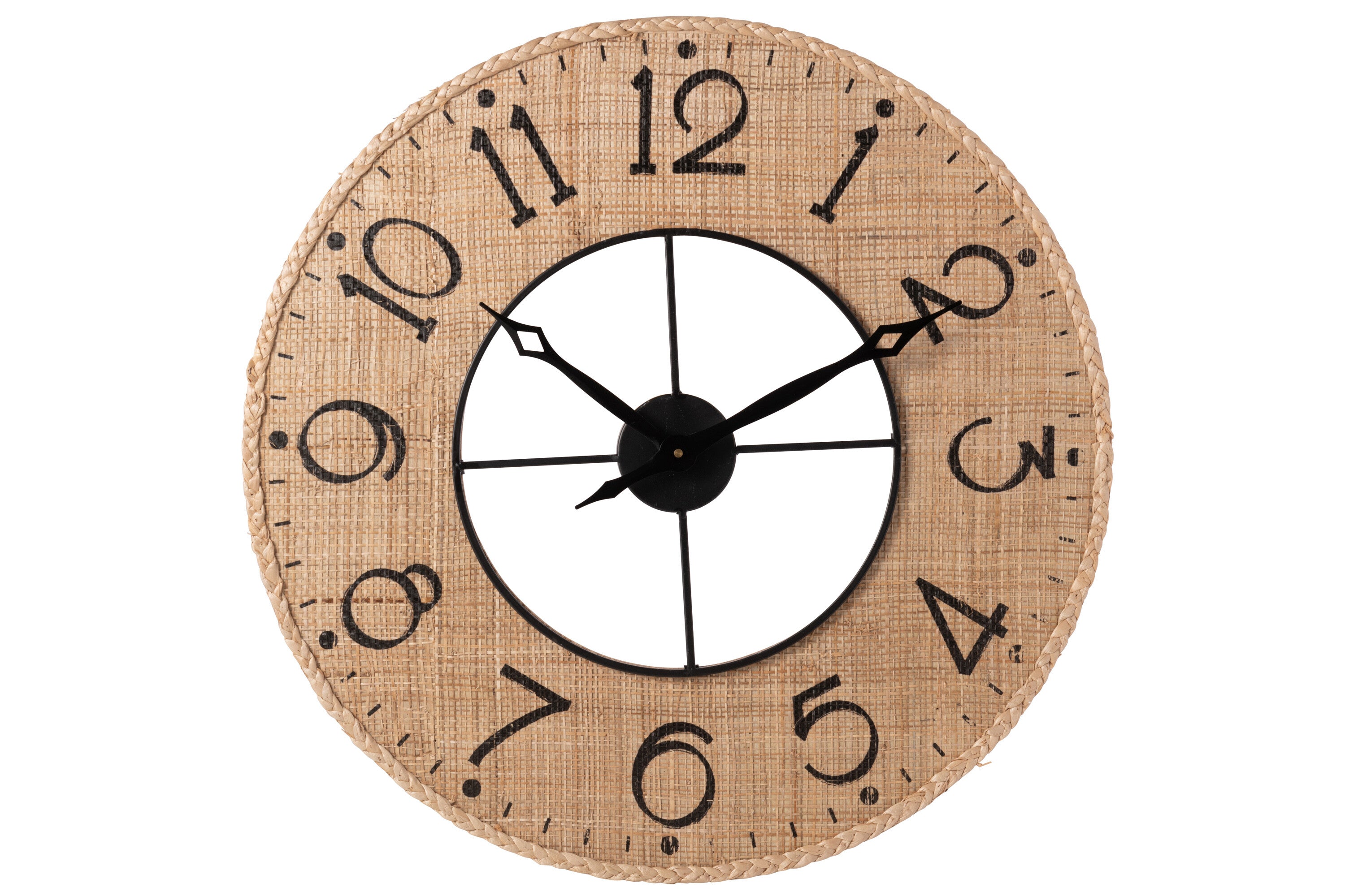 J-Line klok Sodi - hout - naturel/zwart - Ø 60 cm
