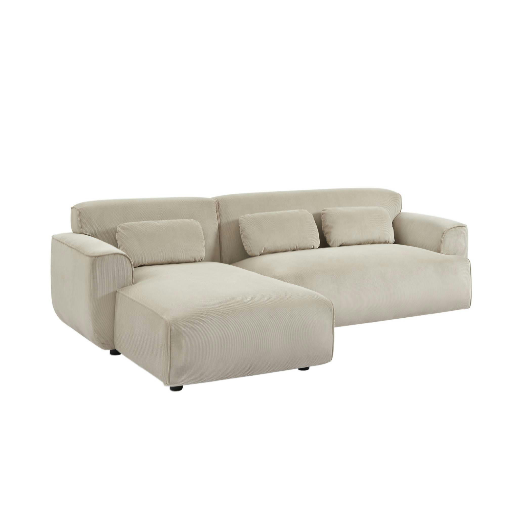 WALLAS - Canapé d'angle gauche, 2 à 3 places, velours côtelé