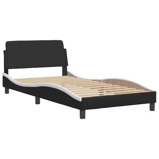 NNEVL Bed Frame with Headboard Black and White 107x203 cm Faux Leather