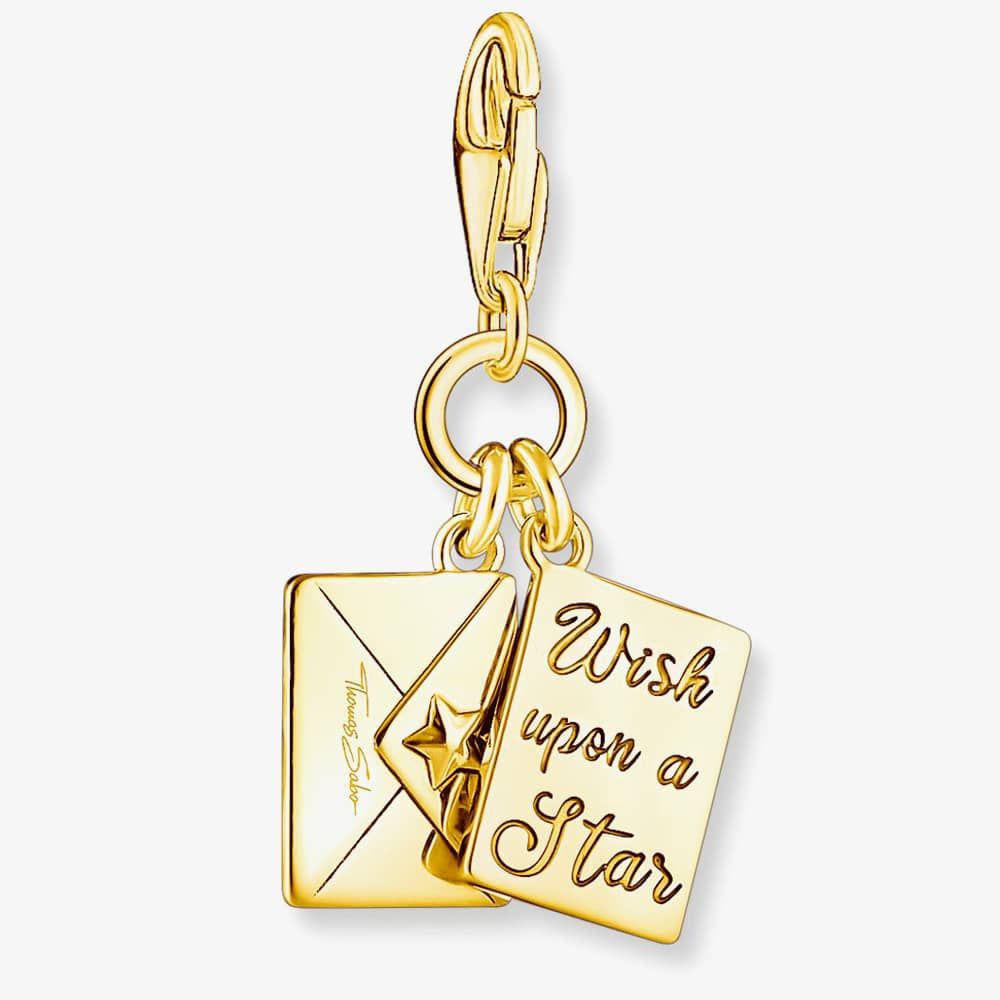 THOMAS SABO Gold Plated Multi Enamel Christmas Postcard Letter Charm 2065-414-7
